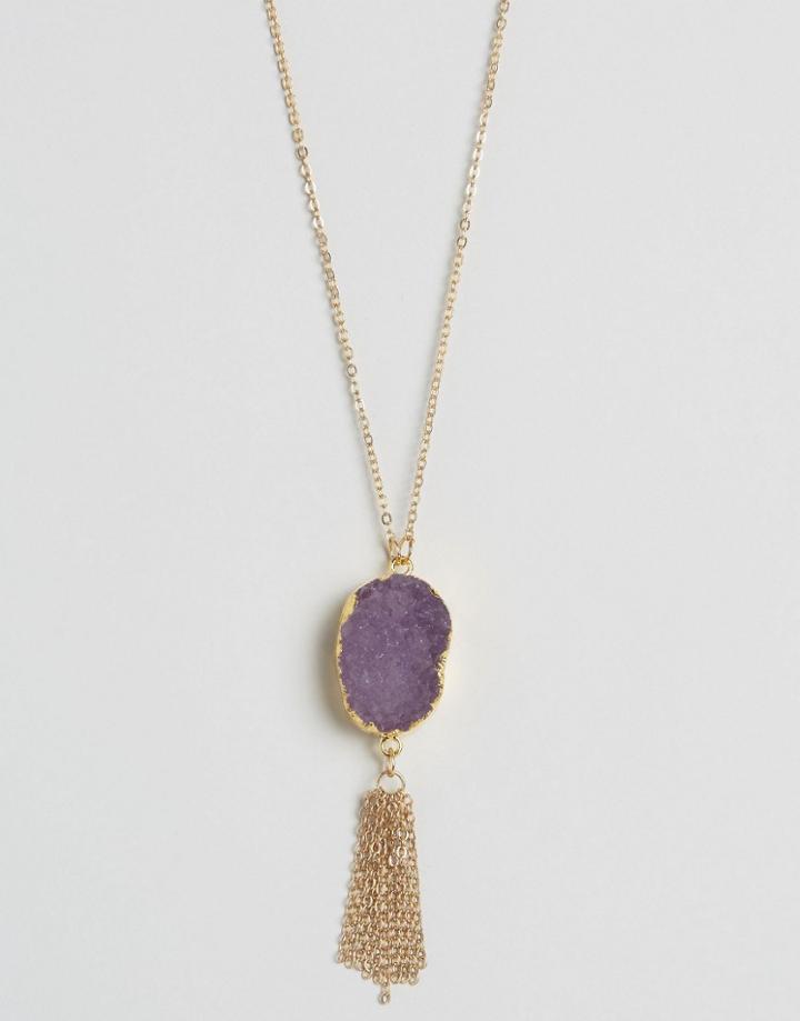 Designb Purple Crystal Necklace - Purple