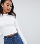 Asos Design Tall Turtleneck Crop Top With Long Sleeve In White - White