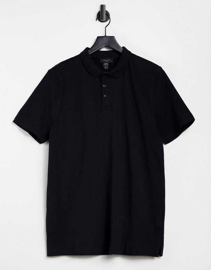 New Look Jersey Polo In Black