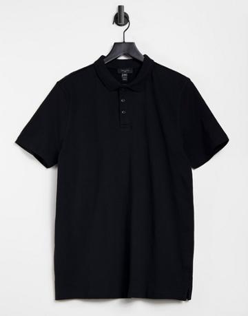 New Look Jersey Polo In Black