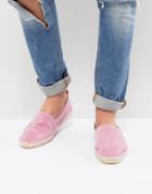 Asos Design Espadrilles In Pink Faux Suede With Back Pull - Pink
