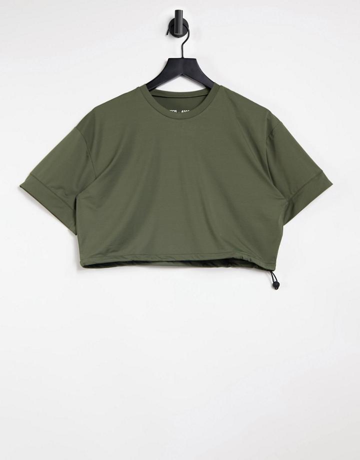 Asos 4505 Boxy T-shirt With Drawcord Hem-green