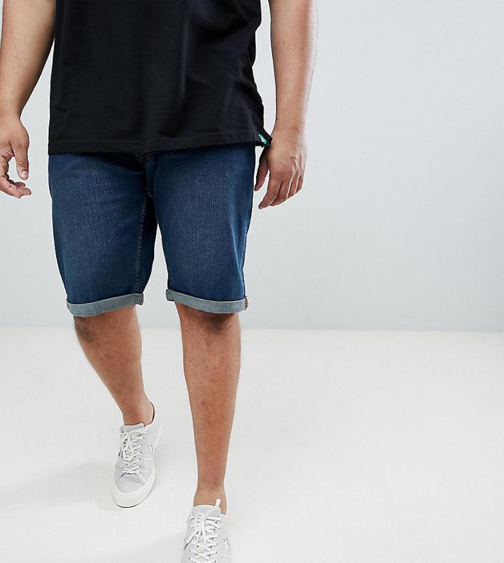 Duke Plus Denim Shorts With Stretch In Vintage Blue - Blue