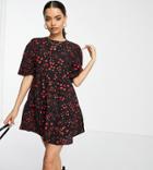 Influence Petite Smock Mini Dress In Heart Print-multi