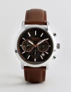 Sekonda Leather Chronograph Watch In Brown Exclusive To Asos - Brown