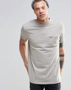 Asos Longline Military T-shirt With Pocket Detail In Textured Gray - Gray