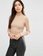 Asos Crop Top With Cut Out Shoulder Detail - Stone