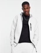 Asos Design Oversized Hoodie With Sport Zip In White Heather - Part Of A Set