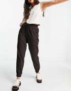 New Look Lightweight Denim Joggers In Chocolate Brown