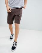 Asos Design Slim Longer Shorts In Dark Brown - Brown