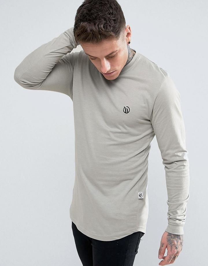 Wetts Wave Logo Long Sleeve Top - Gray