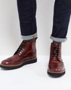 Dead Vintage Brogue Boots In Bordo Leather - Red