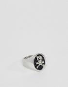 Rebel Heritage Skull Signet Ring In Silver - Silver