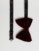 Asos Design Oversized Velevet Bow Tie - Red