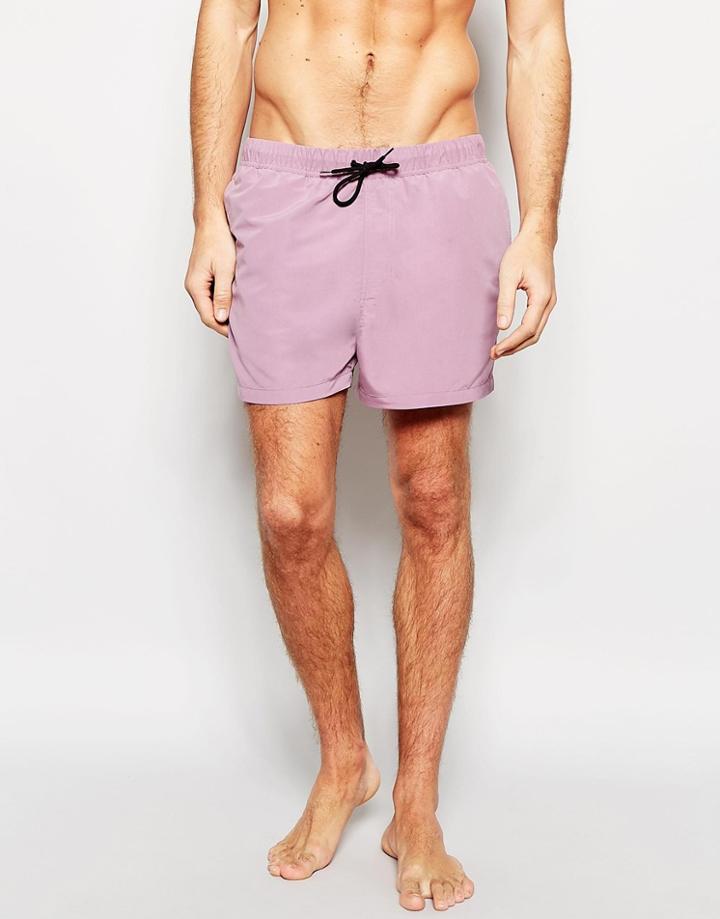 Asos Short Length Swim Shorts In Purple - Purple