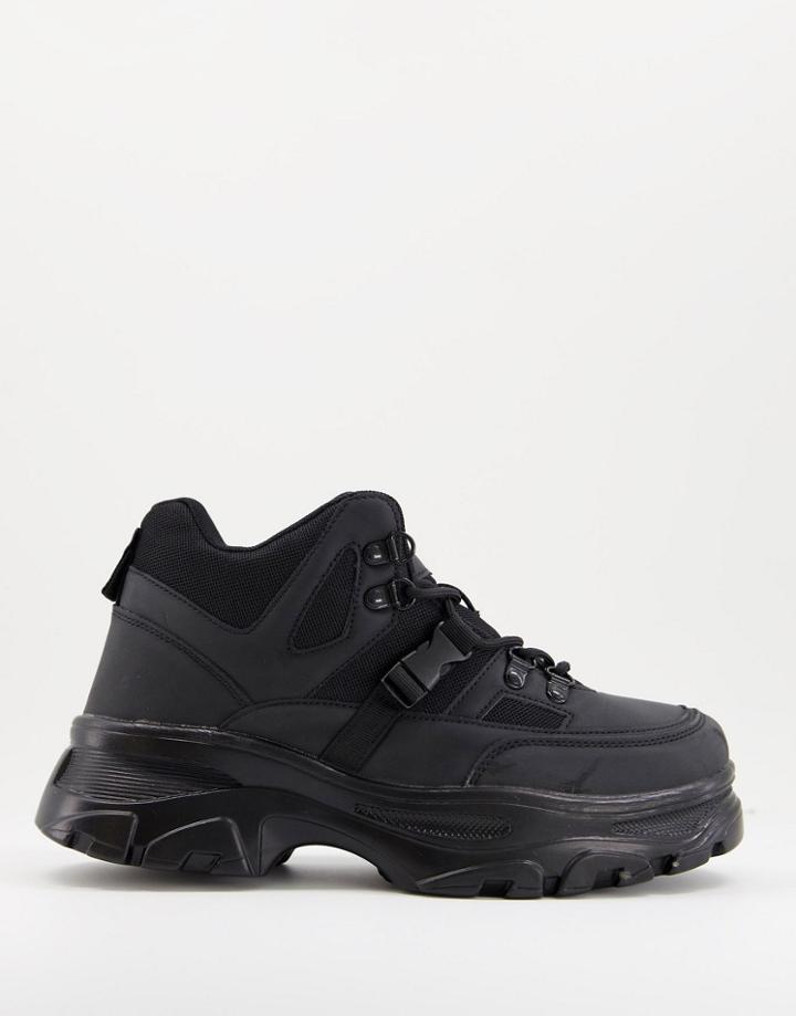 Public Desire Man Dallas Chunky Buckle Boot In Black