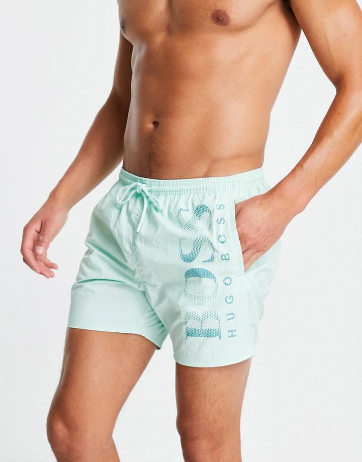 Boss Octopus Large Side Logo Swim Shorts In Mint Green