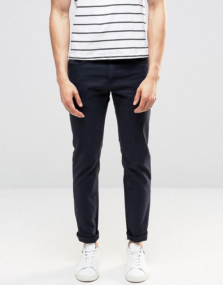 Pull & Bear Slim 5 Pocket Jeans In Navy - Navy