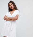 Asos Design Tall Ultimate Cotton Smock Dress - White