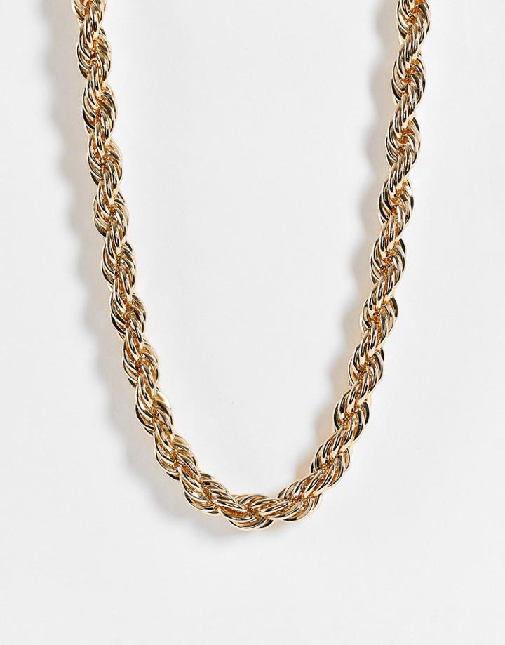 Topshop Chunky Twist Chain Necklace In Gold