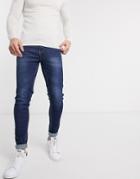 Ldn Dnm Super Skinny Fit Jeans In Dark Blue Wash