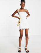 Asos Design Strappy Lace Cami Mini Dress In Ivory-white