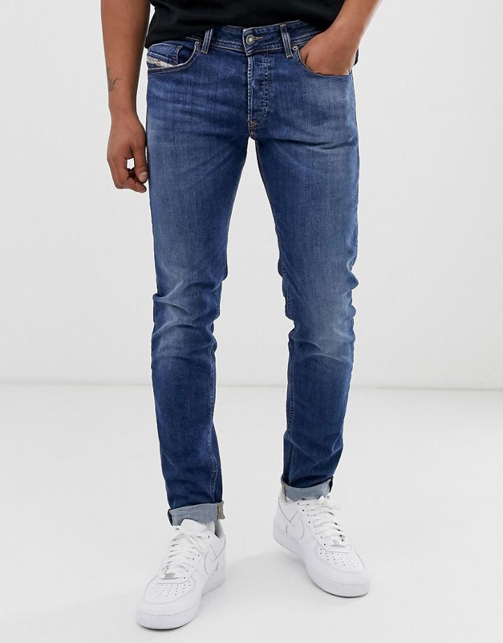Diesel Sleenker X Stretch Skinny Fit Jeans In 069fz Mid Wash - Blue