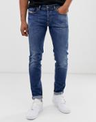 Diesel Sleenker X Stretch Skinny Fit Jeans In 069fz Mid Wash - Blue