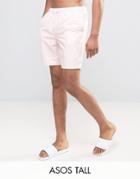 Asos Tall Swim Shorts In Pink Mid Length - Pink