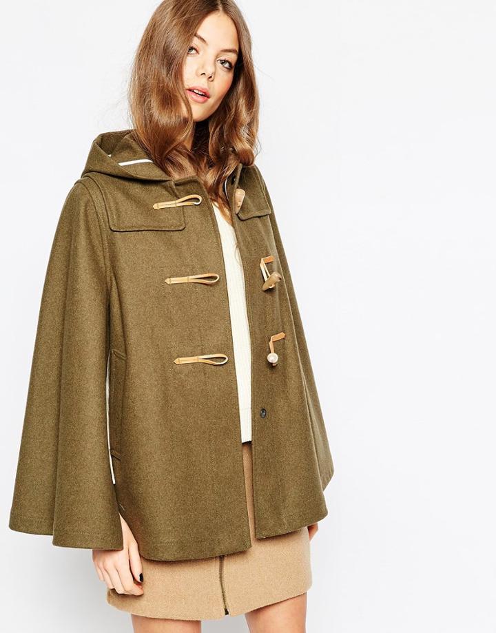 Gloverall Cape In Olive - Olive