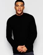 Asos Merino Wool Turtleneck Sweater In Black - Black