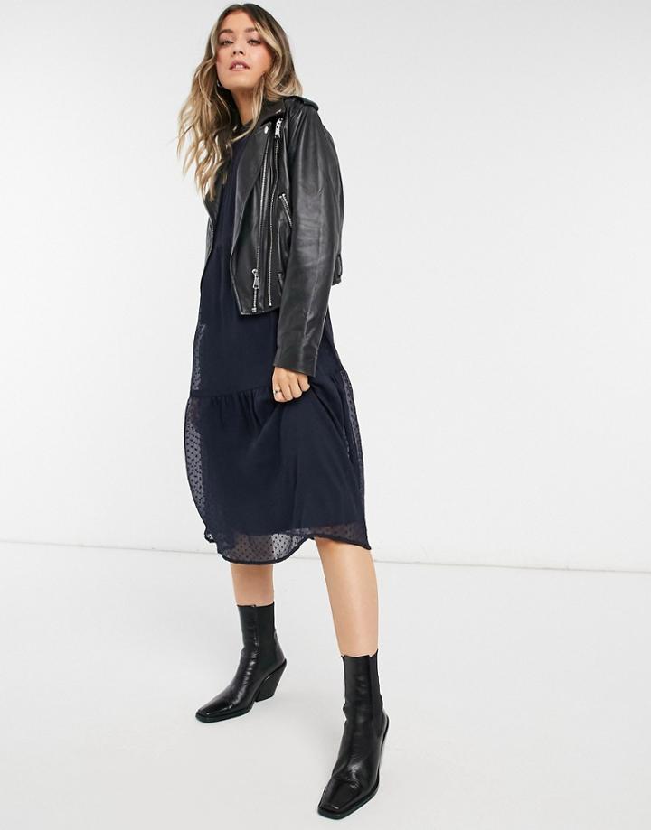 Vero Moda Midi Smock Dress In Navy