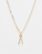 Asos Ditsy Wishbone Necklace - Gold
