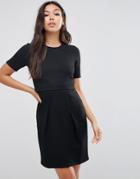 Asos Double Layer Textured Mini Wiggle Dress - Black