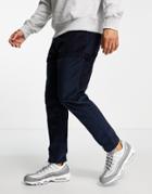 Asos Design Tapered Pants With Carpenter Pockets In Cord-navy