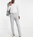 New Look Skinny Suit Pants In Light Gray Check-blue