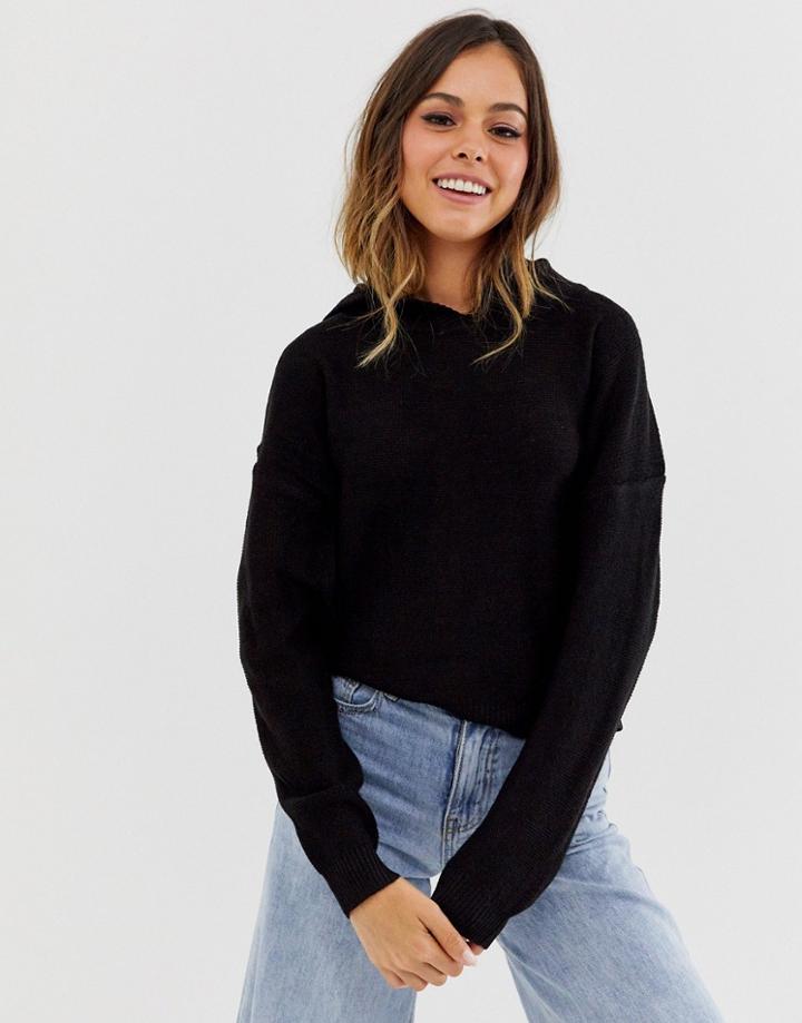 Brave Soul Hooded Detroit Sweater In Black