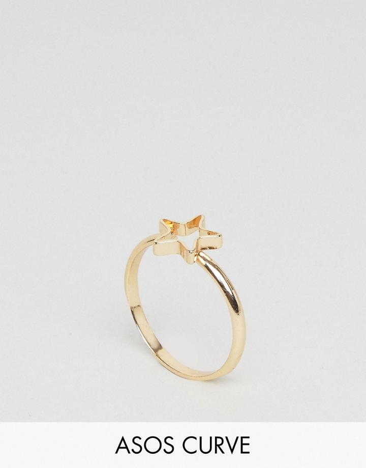 Asos Curve Open Star Ring - Gold