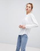 Asos T-shirt With Long Sleeve In Linen - White