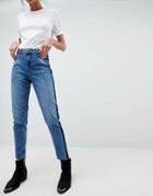 Selected Femme Boyfriend Jeans Side Detail-blue