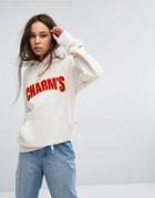 Charms Oversized Hoodie With Logo - Cream