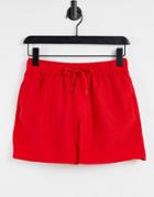 Asos Design Swim Shorts In Red Short Length