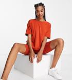 Threadbare Tall Chloe Shorts And Oversized T-shirt Set In Deep Orange-neutral