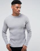 Brave Soul Ribbed Muscle Fit Sweater - Gray