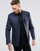 Asos Skinny Blazer With Patch Pockets - Navy
