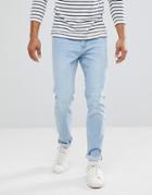 Mango Man Slim Jean In Light Wash - Blue