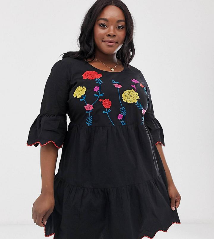 Junarose Embroidered Dress - Black