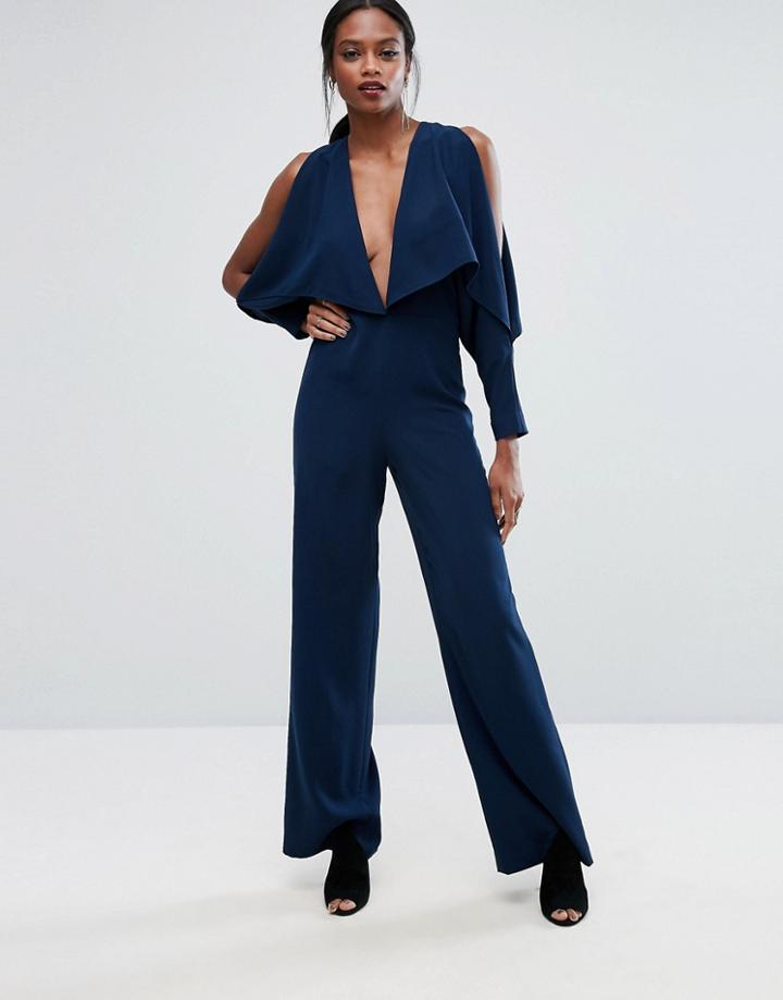 Aq/aq Cold Shoulder Jumpsuit - Navy