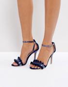 True Decadence Frill Navy Barely There Heeled Sandals - Navy