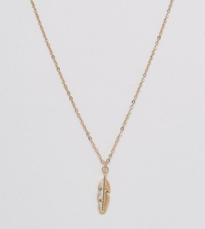 Reclaimed Vintage Inspired Necklace With Feather In Gold Exclusive At Asos - Gold
